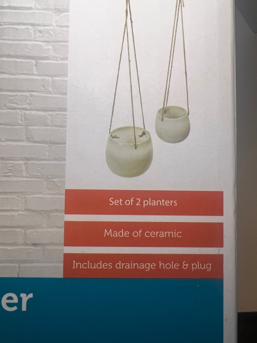 2-Pack Ceramic Hanging Planters NIB - Picture 8 of 12